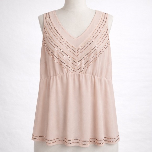 torrid Tops - Torrid Y2K Sequin Babydoll Tank Size 2 2X Pink‎ Embellished Romantic Festival
